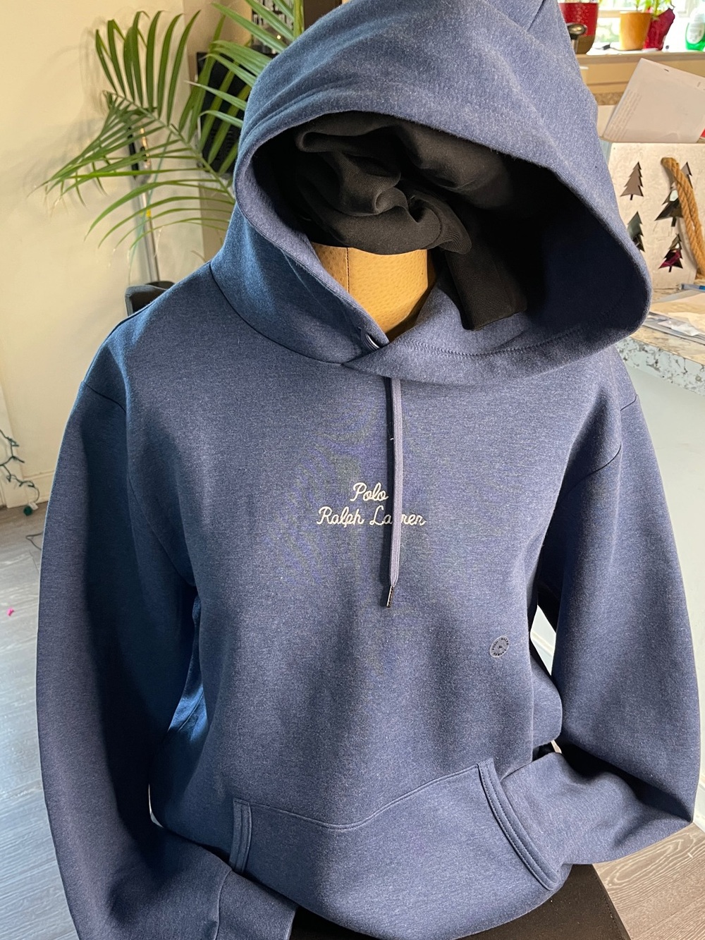 XXL Ralph Lauren blue Hoodie with cream embroidery